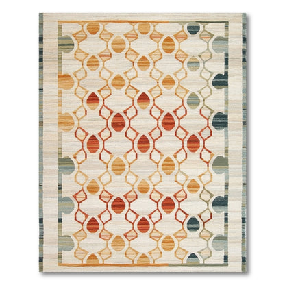Modern Geometric Orange Teal Area Rug