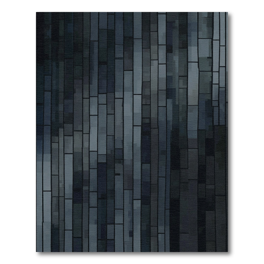 Dark Slate Vertical Staggered Rectangles Rug