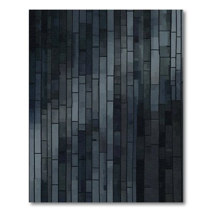 Dark Slate Vertical Staggered Rectangles Rug
