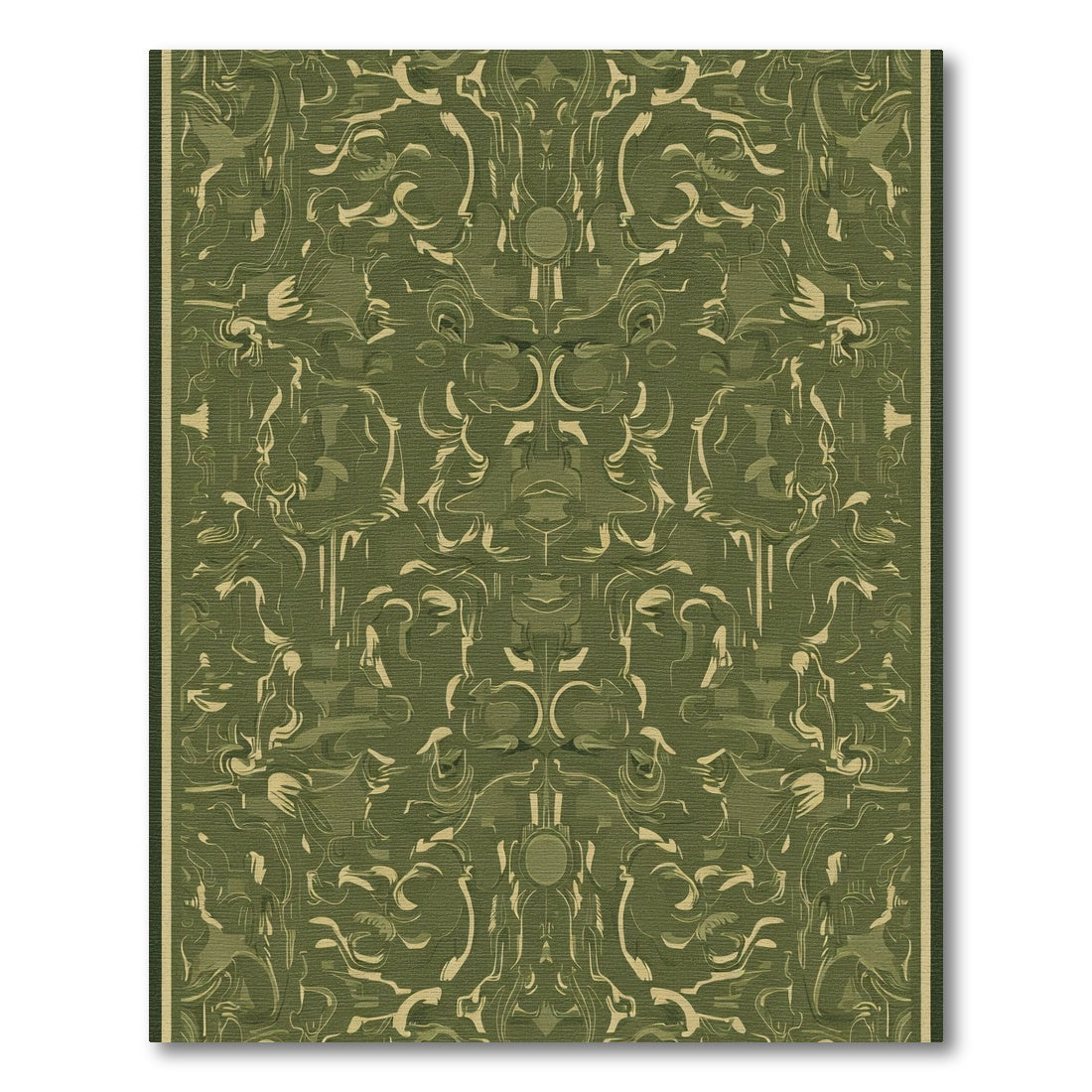 Olive Tan Abstract Baroque Floral Rug