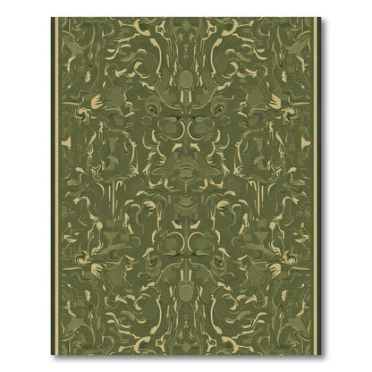 Olive Tan Abstract Baroque Floral Rug
