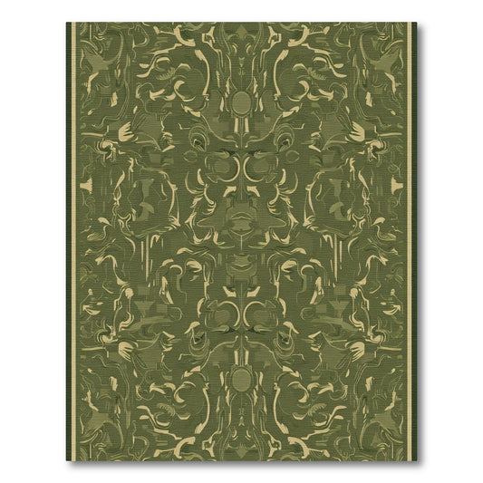 Olive Tan Abstract Baroque Floral Rug