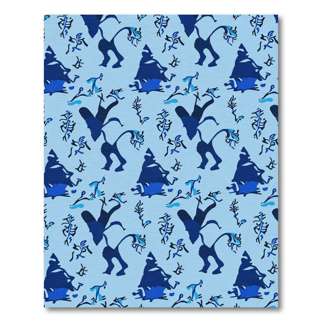 Dancing Figures Blue Abstract Rug
