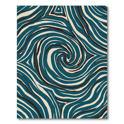 Teal Beige Swirling Organic Strokes Rug