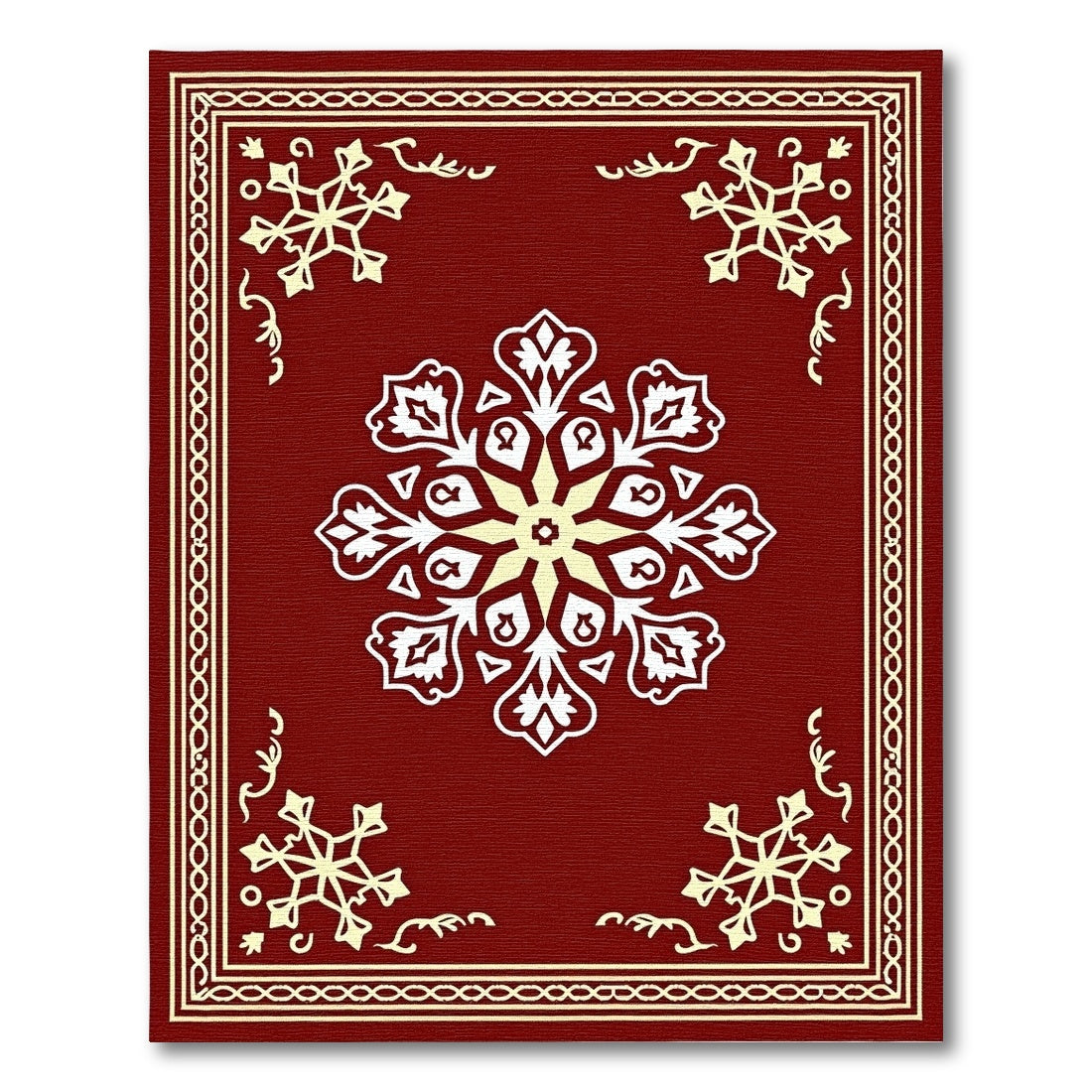 Crimson Snowflakes Ornate Medallion Rug