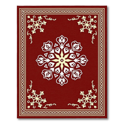 Crimson Snowflakes Ornate Medallion Rug