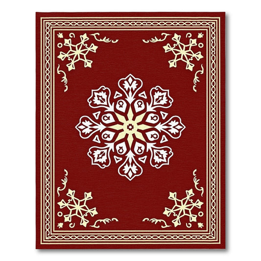 Crimson Snowflakes Ornate Medallion Rug