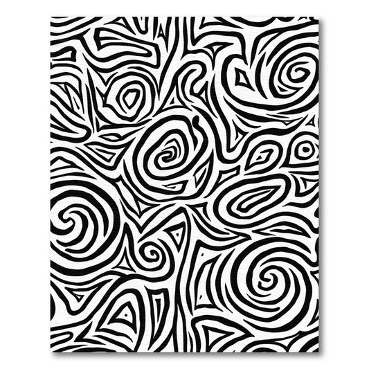 Abstract Black White Swirls Rug