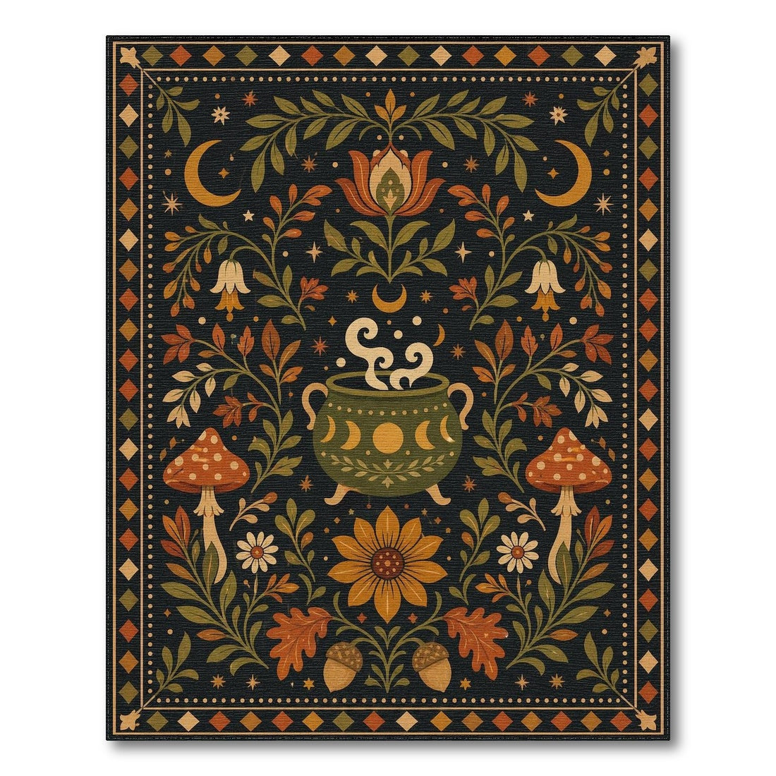 Mystic Mushroom Cauldron Area Rug
