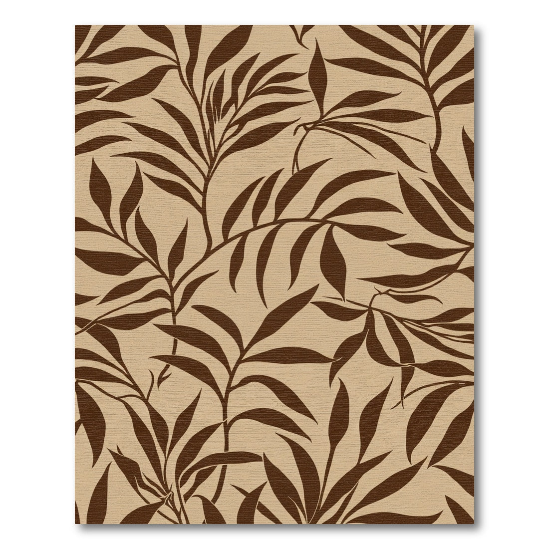 Brown Leafy Branches Beige Background Rug