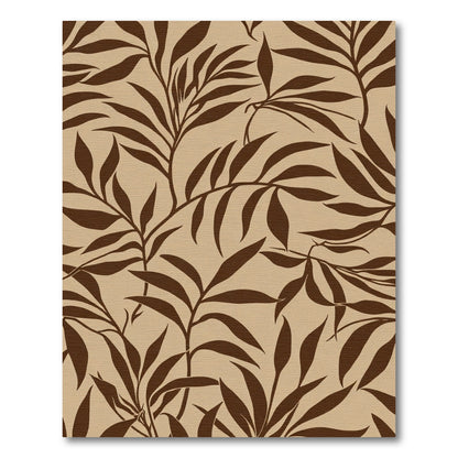 Brown Leafy Branches Beige Background Rug