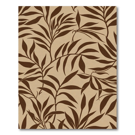 Brown Leafy Branches Beige Background Rug