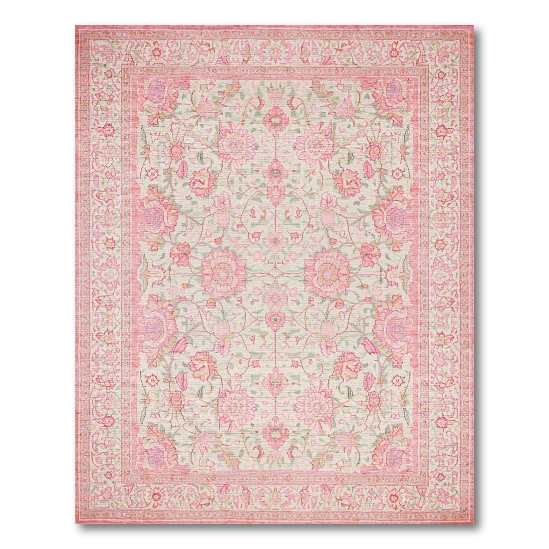 Pink Floral Vintage Area Rug