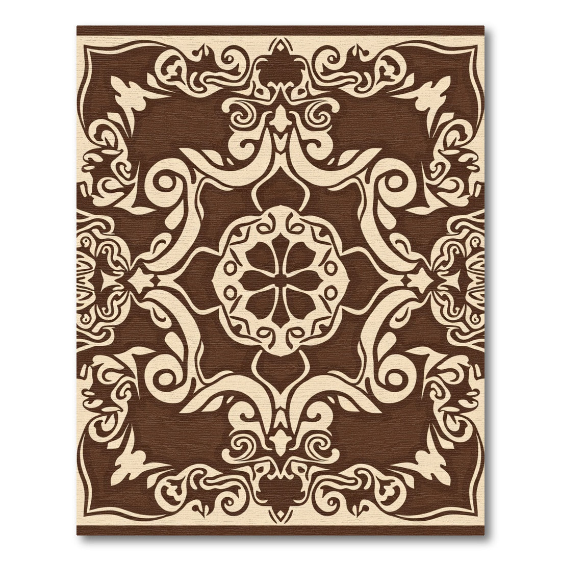 Rich Chocolate Scroll Medallion Rug