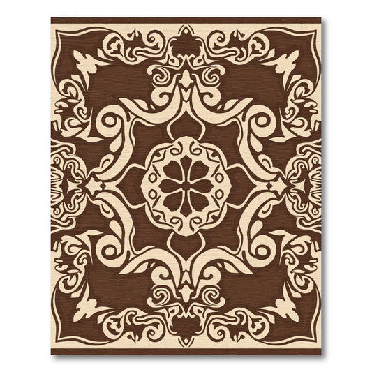 Rich Chocolate Scroll Medallion Rug