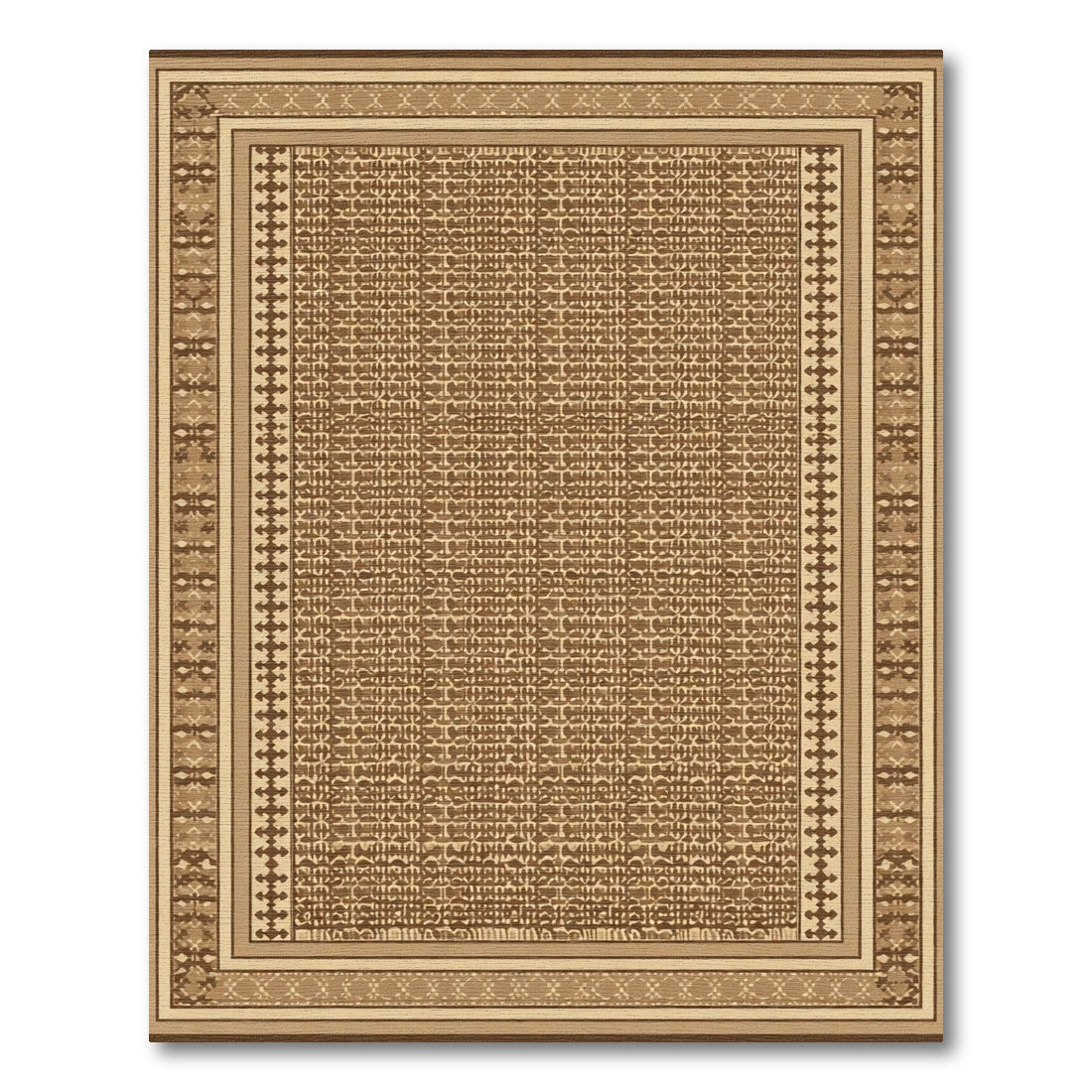 Rustic Earth Tone Lattice Border Rug