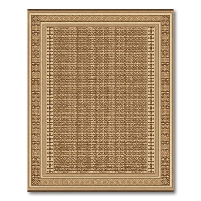 Rustic Earth Tone Lattice Border Rug