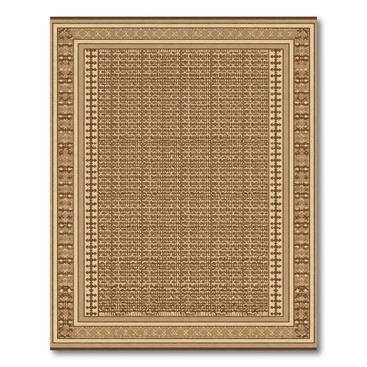Rustic Earth Tone Lattice Border Rug