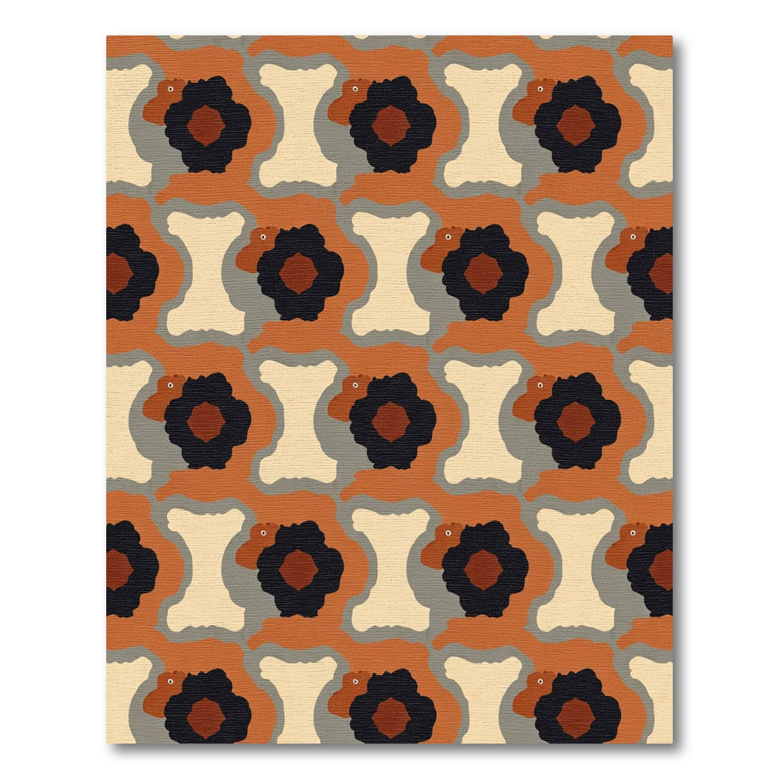 Earthy Orange Abstract Animal Medallion Rug