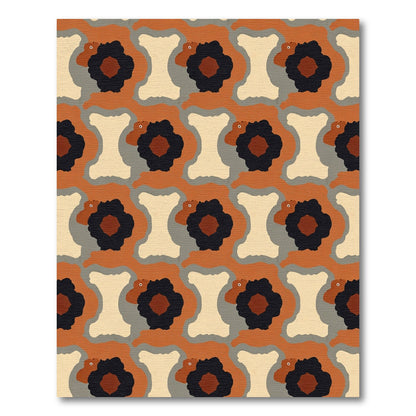 Earthy Orange Abstract Animal Medallion Rug