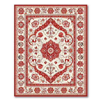 Red Persian Floral Medallion Area Rug