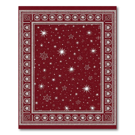 Crimson Starry Night Medallion Border Rug