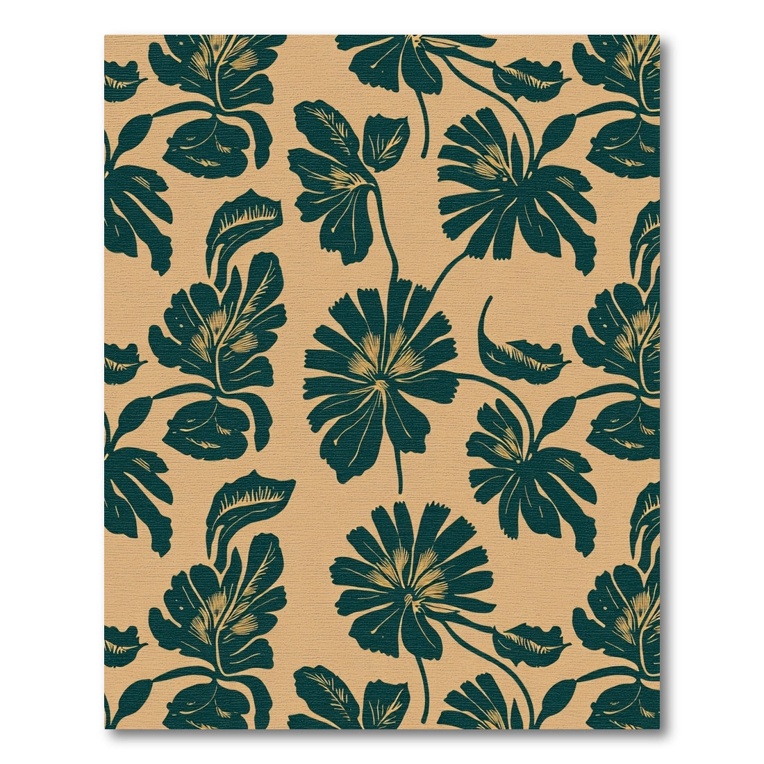 Deep Teal Floral Silhouette Meadow Rug