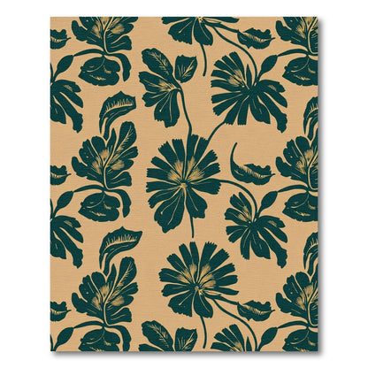 Deep Teal Floral Silhouette Meadow Rug