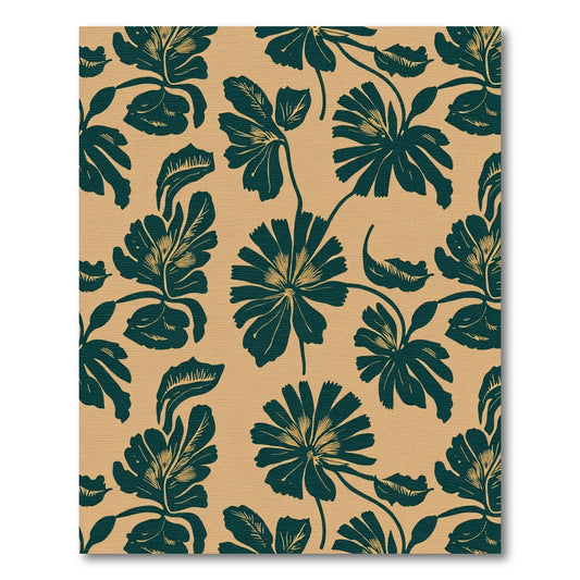Deep Teal Floral Silhouette Meadow Rug