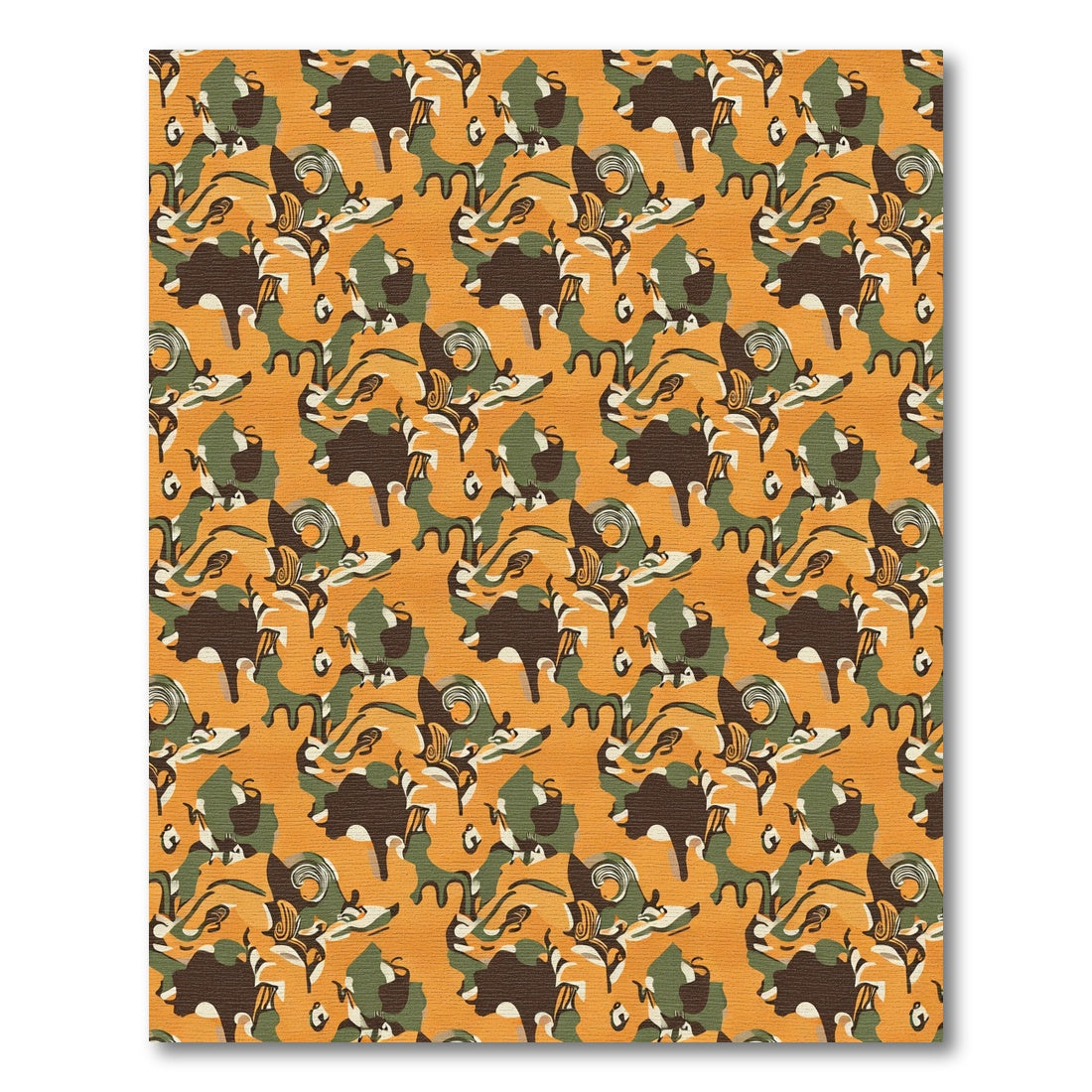 Orange Brown Green Abstract Camouflage Rug