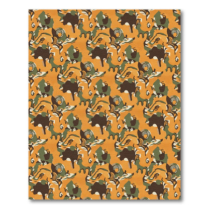 Orange Brown Green Abstract Camouflage Rug