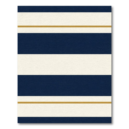 Navy Cream Gold Thin Stripe Rug