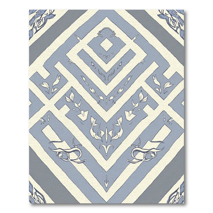 Pale Blue Cream Geometric Maze Rug
