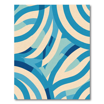 Oceanic Blue Curved Stripe Rug