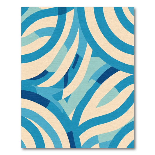Oceanic Blue Curved Stripe Rug