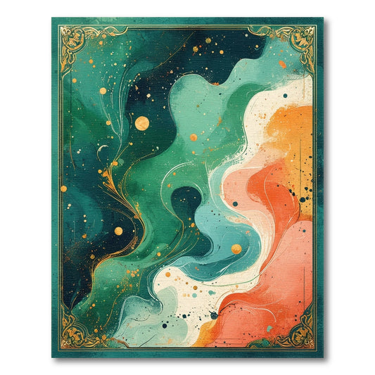 Teal Fluid Abstract Area Rug