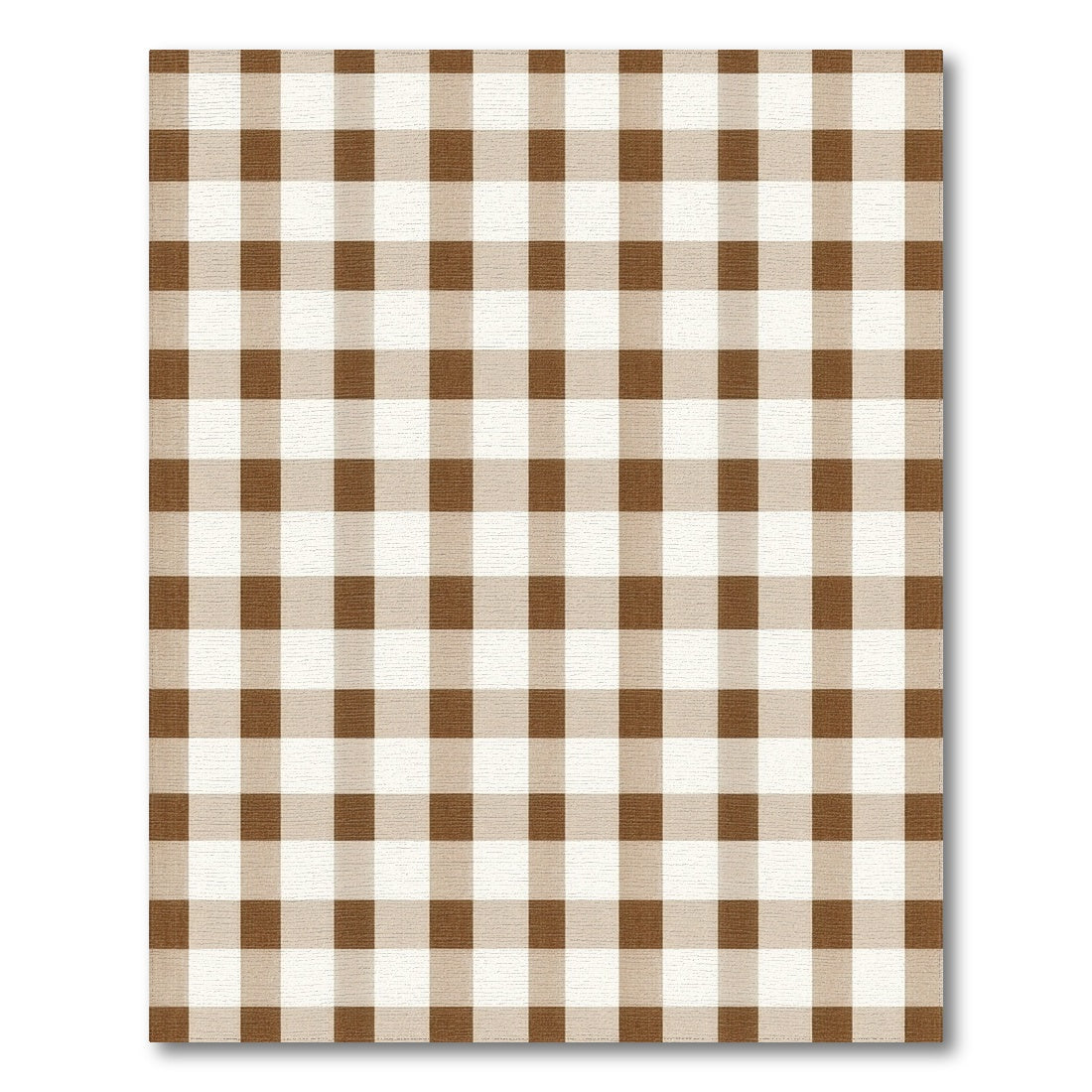 Rustic Farmhouse Brown Gingham Checkered Area Rug