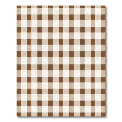 Rustic Farmhouse Brown Gingham Checkered Area Rug