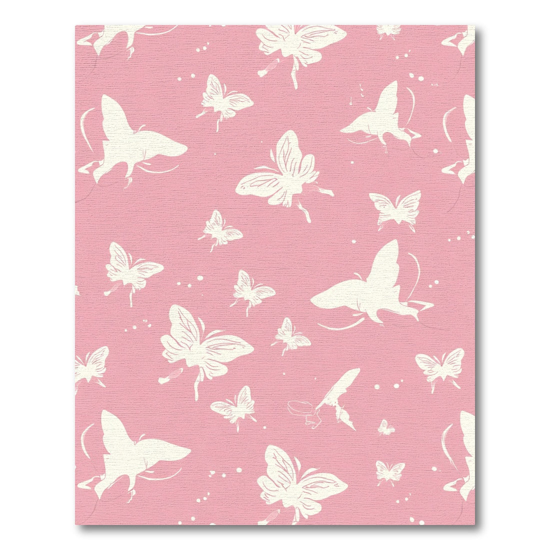 Cream Butterflies on Pink Background Rug