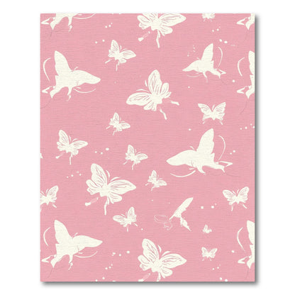Cream Butterflies on Pink Background Rug