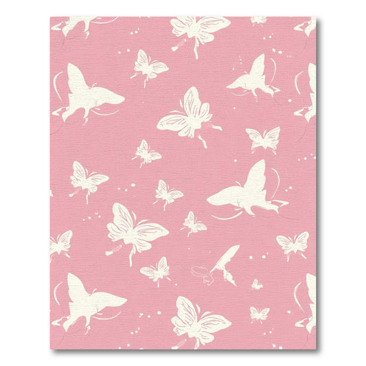 Cream Butterflies on Pink Background Rug