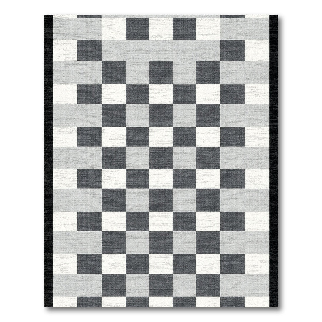 Black White Gradient Checkered Geometric Area Rug
