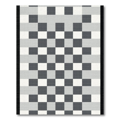 Black White Gradient Checkered Geometric Area Rug