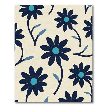 Navy Blue Daisy Meadow Rug