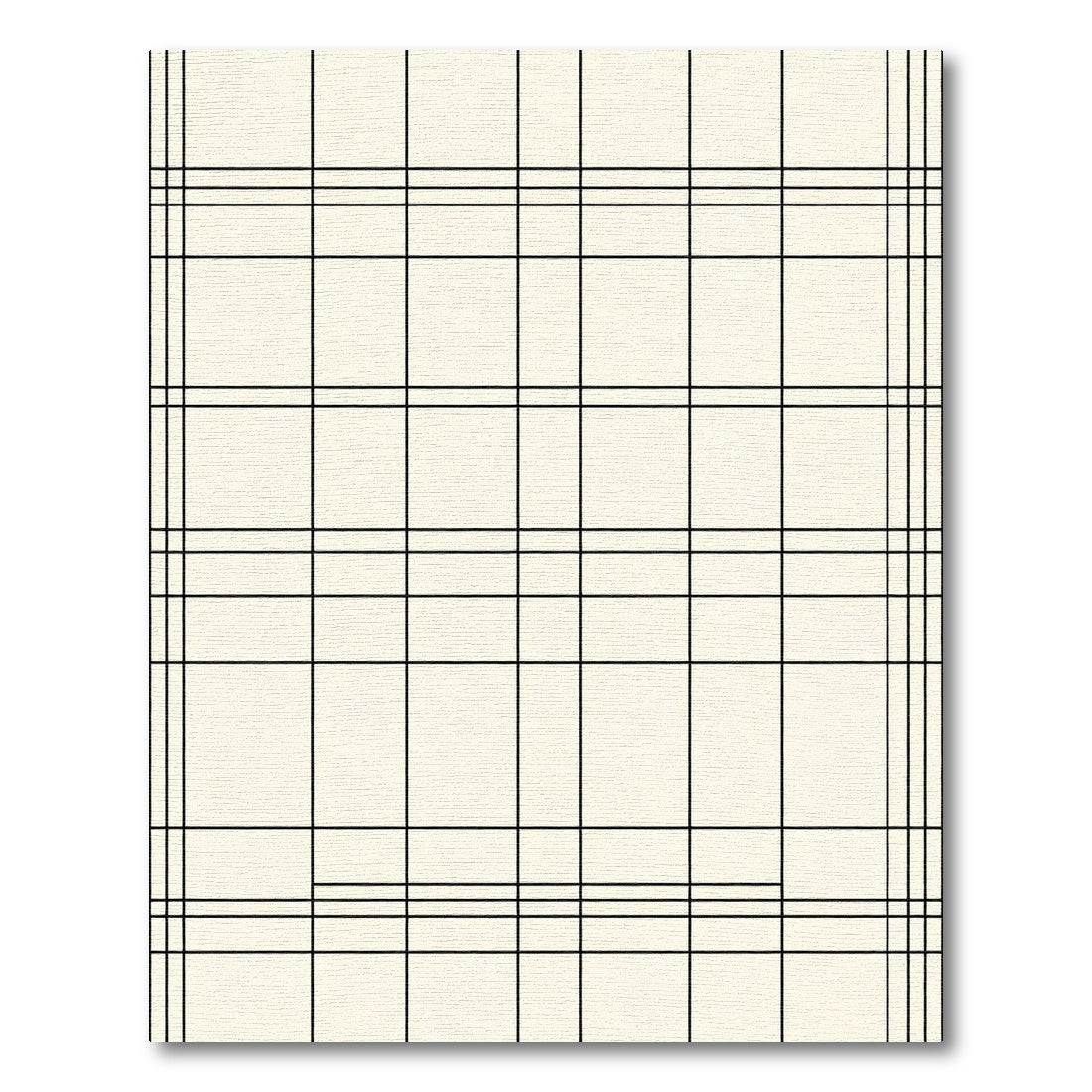 Pale Cream Black Grid Modern Rug