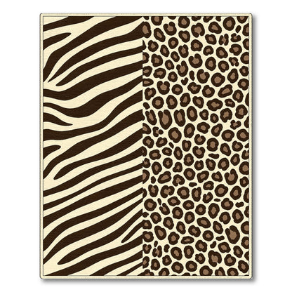 Boho Chic Brown Zebra Leopard Print Area Rug