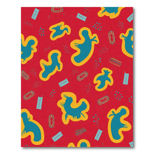 Red Blue Abstract Bird Shapes Rug