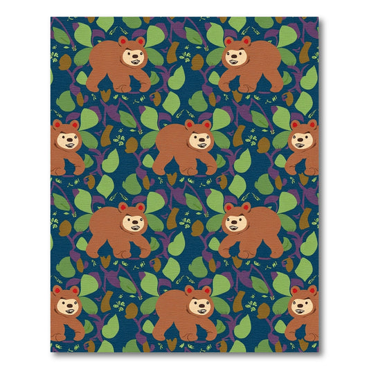 Brown Bear Forest Whimsical Repeat Rug