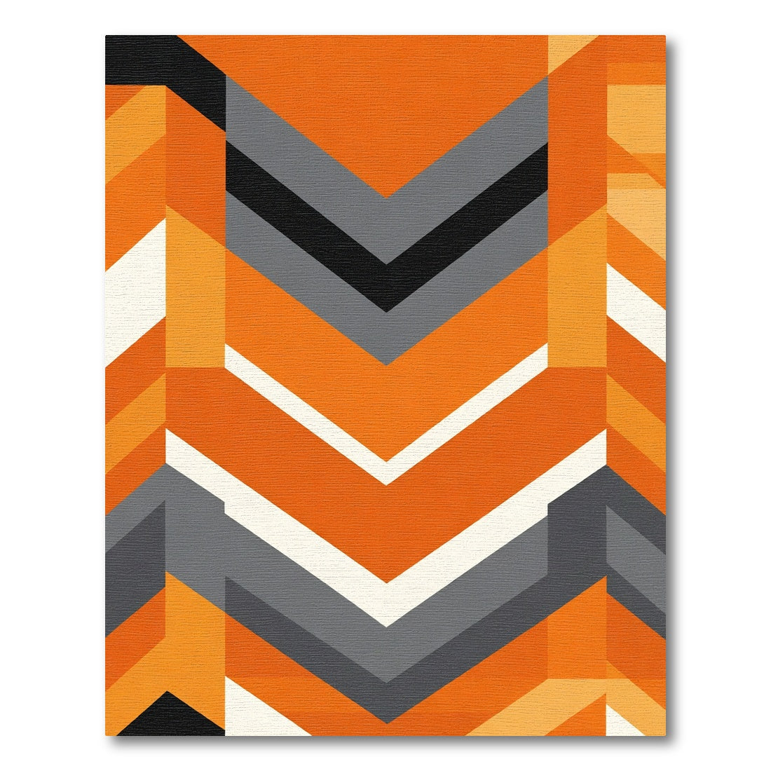 Orange Gray Chevron Geometric Rug