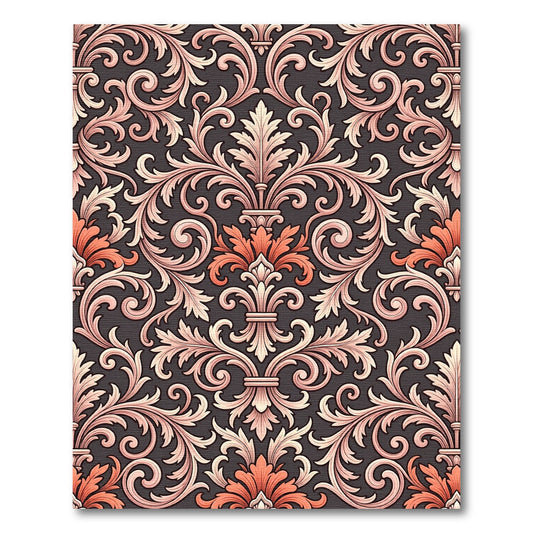 Vintage Ornamental Coral and Cream Swirls Rug